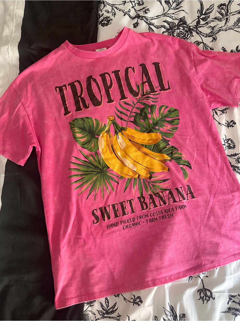 No Boundaries Tropical Sweet Banana Pink Graphic Tee